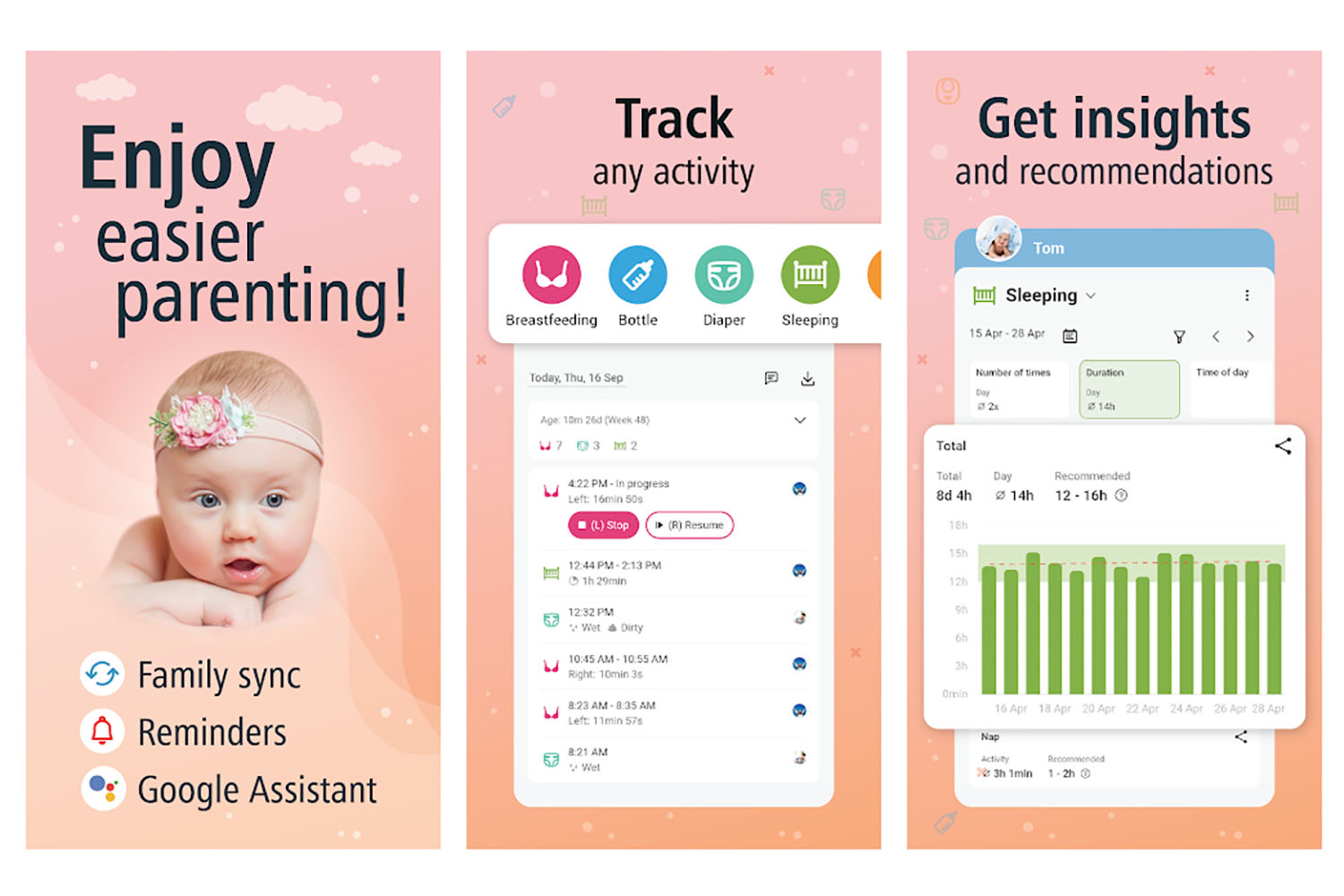 Google assistant best sale baby tracker